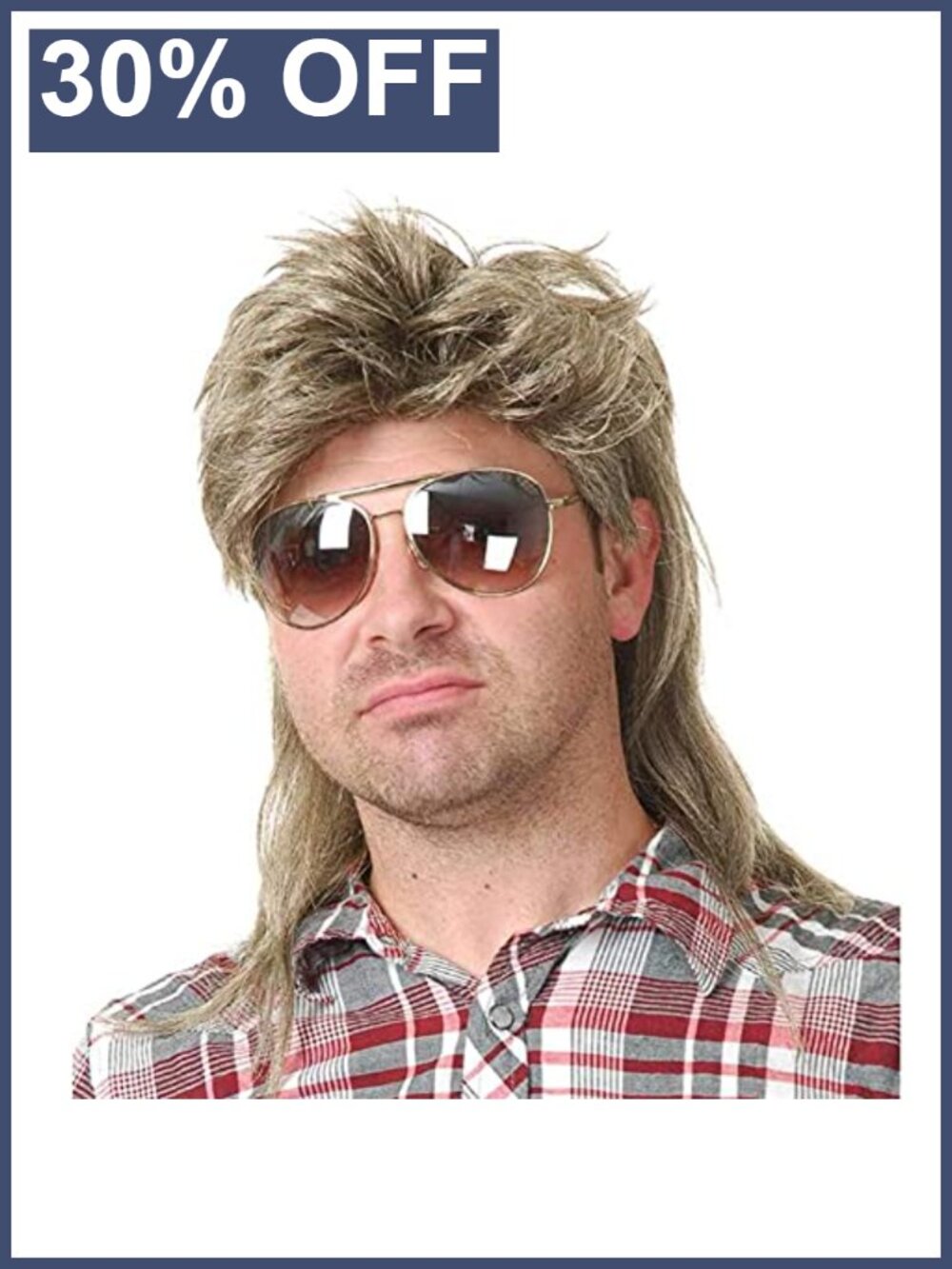 Mullet Wig Heat Resistant Synthetic 80s Costume Party Hairpiece